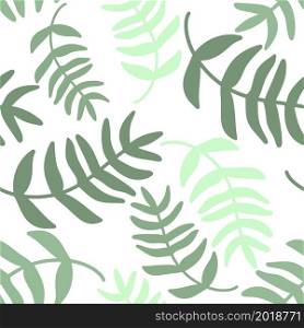 Greenery seamless pattern, vector illustration. Deciduous botanical background with green twigs. Template with sheets for wallpaper, packaging and fabric.. Greenery seamless pattern, vector illustration.