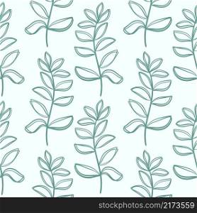 Greenery seamless pattern vector illustration. Twig hand drawn background. Natural botanical template for wallpaper, fabric and packaging. Greenery seamless pattern vector illustration