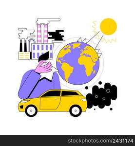 Greenhouse gas emissions abstract concept vector illustration. Greenhouse effect, CO2 emission, toxic gas, ecological problem, atmosphere pollution, smog, environmental movement abstract metaphor.. Greenhouse gas emissions abstract concept vector illustration.