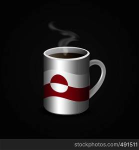 Greenland Flag Printed on Hot Coffee Cup. Vector EPS10 Abstract Template background