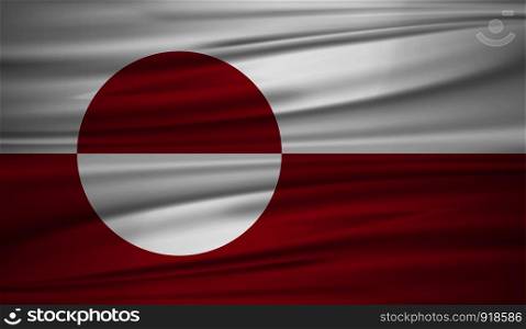 Greenland flag vector. Vector flag of Greenland blowig in the wind. EPS 10.