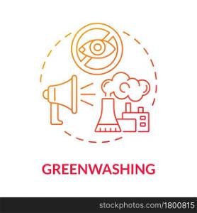 Greenwashing gradient concept icon. Business practice falsely or excessively promoted as being environmentally abstract idea thin line illustration. Vector isolated outline color drawing.. Greenwashing gradient concept icon