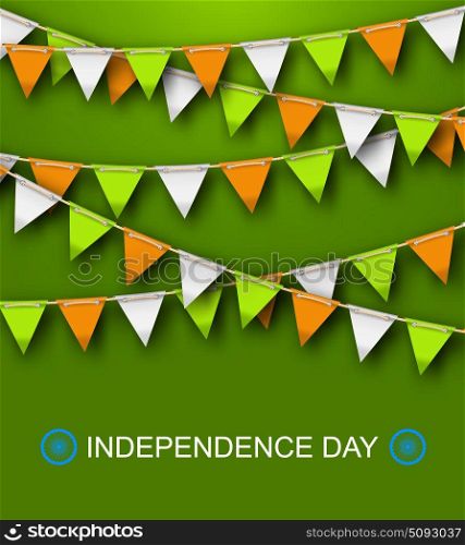 Greeting Background for Independence Day of India with Hanging Bunting - Illustration Vector