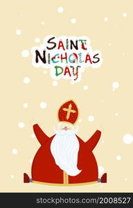 Greeting card for the day of St. Nicholas. Sinterklaas. Winter religious holiday. St. Nicholas or Mikulas.. Greeting card for the day of St. Nicholas. Sinterklaas. Winter religious holiday. St. Nicholas or Mikulas