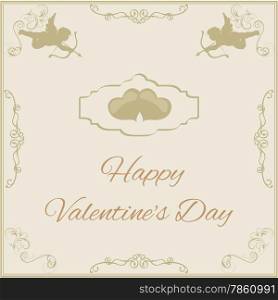 greeting card for Valentine&rsquo;s Day in vintage style with cupids and greeting text Vector