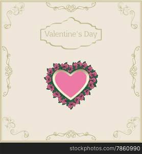greeting card for Valentine&rsquo;s Day in vintage style with text Vector