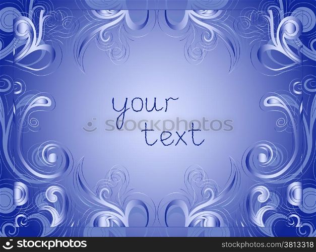 Greeting card for winter motifs in blue hues, hand drawing vector illustration