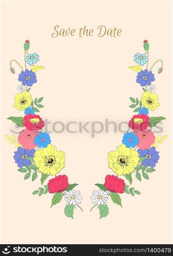 Greeting card, invitation, banner. Frame for your text with floral background. Vector illustration.. Greeting card, invitation, banner. Frame for your text with flor