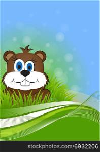 greeting card on Groundhog day. greeting card on Groundhog day with the image of the animal Groundhog
