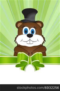 greeting card on Groundhog day. greeting card on Groundhog day with the image of the animal Groundhog