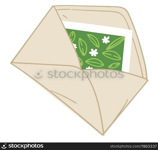 Greeting card or invitation in envelope, isolated letter for holidays. Correspondence and postal mailing communication. Message or information for receiver. Vector in flat style illustration. Envelope with greeting card or invitation vector