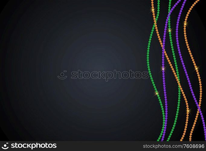 Greeting card template with beads for Mardi Gras for decoration and covering. Vector Illustration EPS10. Greeting card template with beads for Mardi Gras for decoration and covering. Vector Illustration