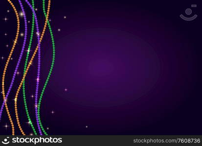 Greeting card template with beads for Mardi Gras for decoration and covering. Vector Illustration EPS10. Greeting card template with beads for Mardi Gras for decoration and covering. Vector Illustration