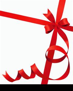 greeting card template with red ribbon and bow vector