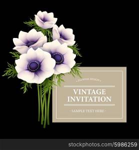 Greeting card with anemone flower. Vector illustration. Greeting card with anemone flower. Vector illustration EPS10