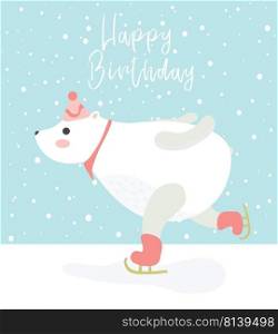 Greeting card with animals vector illustration. . Greeting card with animals