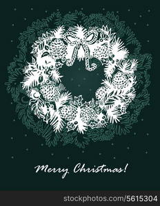 Greeting card with Christmas wreath