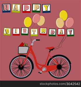greeting card with cute bike. greeting card with cute bike. vector illustration. greeting card with cute bike