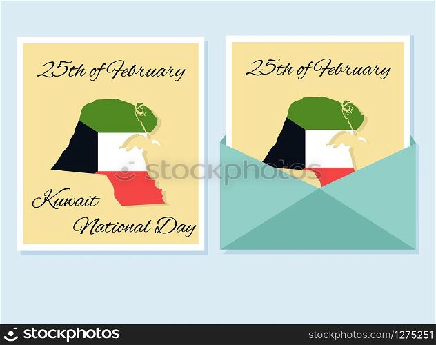 Greeting card with elements for Kuwait National Day. Greeting card for Kuwait National Day
