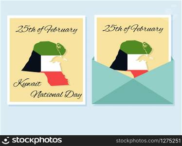Greeting card with elements for Kuwait National Day. Greeting card for Kuwait National Day