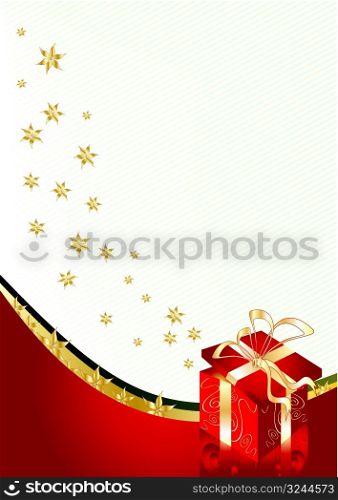 Greeting card with gift box and copy space, vector illustration