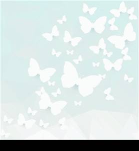 Greeting card with paper butterflies. Vector background