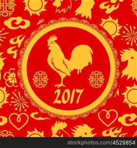 Greeting card with symbols of 2017 by Chinese calendar. Greeting card with symbols of 2017 by Chinese calendar.