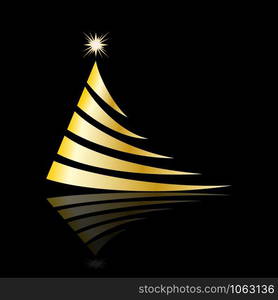 Greeting of Christmas. Abstract golden Christmas tree