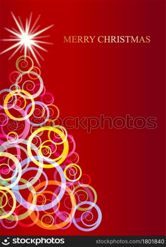 Greeting of Christmas. Poster Christmas tree with curls