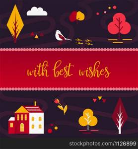 Greeting postcard in Scandinavian style with different elements. Greeting postcard in Scandinavian style