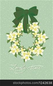 Greeting wedding card with flower wreath . Vector illustration. Greeting wedding card with flower wreath