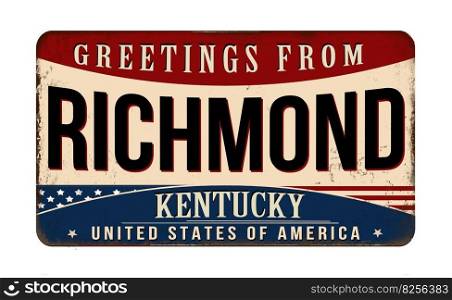 Greetings from Richmond vintage rusty metal sign on a white background, vector illustration
