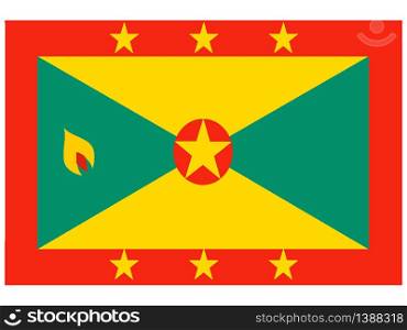 Grenada National flag. original color and proportion. Simply vector illustration background, from all world countries flag set for design, education, icon, icon, isolated object and symbol for data visualisation