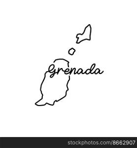 Grenada outline map with the handwritten country name. Continuous line drawing of patriotic home sign. A love for a small homeland. T-shirt print idea. Vector illustration.. Grenada outline map with the handwritten country name. Continuous line drawing of patriotic home sign