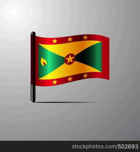 Grenada waving Shiny Flag design vector