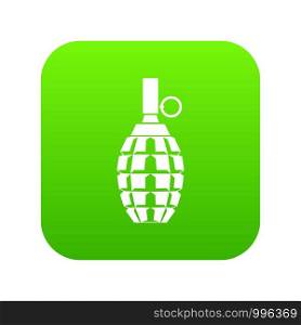 Grenade icon digital green for any design isolated on white vector illustration. Grenade icon digital green