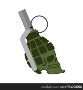 grenade skull. Head skeleton military ammunition. army bomb skull