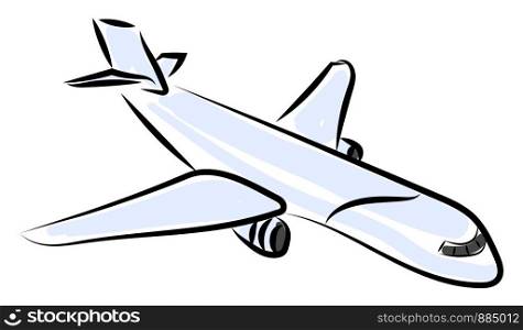 Grey airplane, illustration, vector on white background.