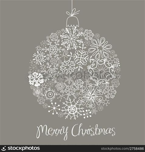 Grey and White Christmas ball illustration.