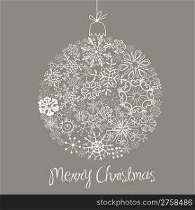 Grey and White Christmas ball illustration.