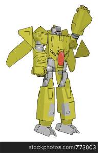 Grey and yellow robot vector illustration white background