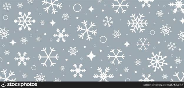 Grey background with snowflakes. Wrapping paper background with snowflakes. Vector