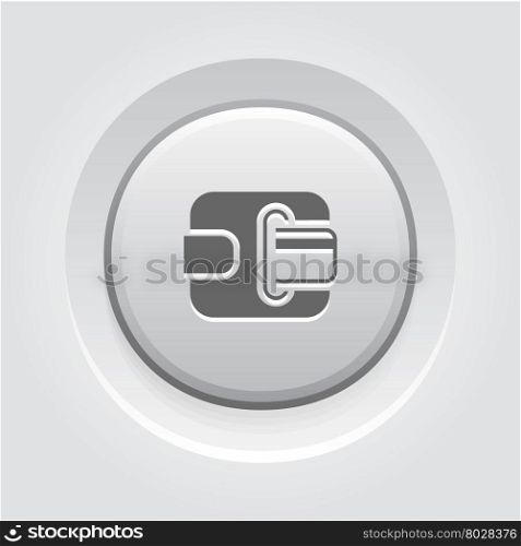 Grey Button Design. Modern Flat Digital Wallet concept Illustration. Mobile banking, online finance, e-commerce banner template. For mobile app, web, banner, blog post.