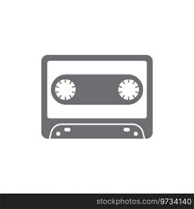 Grey cassette solid icon Royalty Free Vector Image