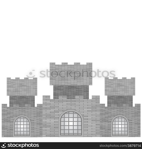 Grey Castle with Grids Isolated on White Background. Grey Castle