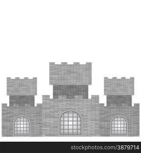 Grey Castle with Grids Isolated on White Background. Grey Castle