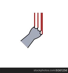 Grey cat foot. Scratch with blood trail. Aggression and injuries. Evil behavior of pet - Cartoon flat illustration. Grey cat foot. Scratch with blood trail.