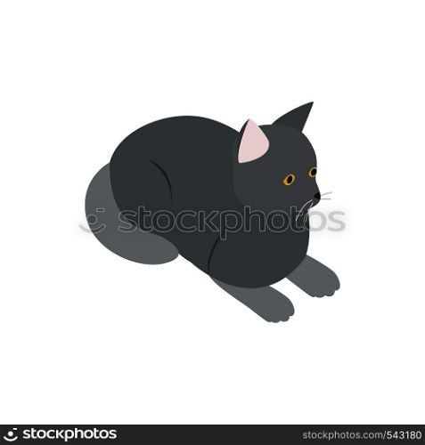 Grey cat icon in isometric 3d style isolated on white background. Animals symbol . Grey cat icon, isometric 3d style