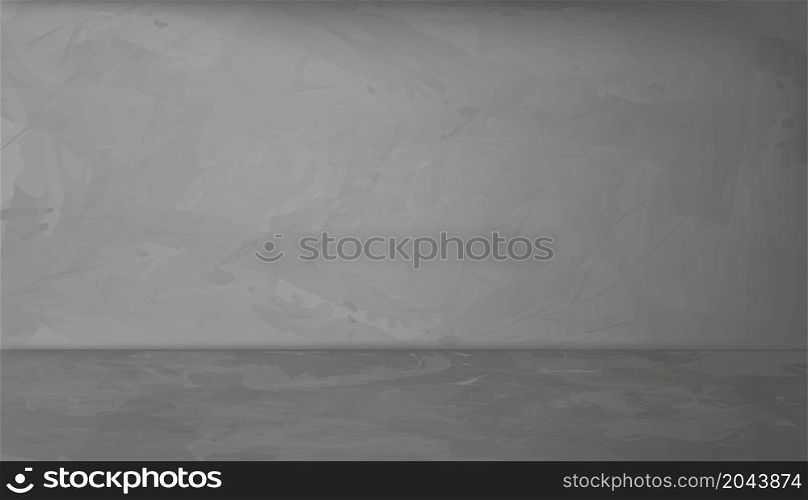 Grey Cement Wall Texture Background, Gray Concrete floor room surface with cracked texture pattern with light and shadow. Minimal Empty studio Room,Vector backdrop, Gallery banner with Copy space