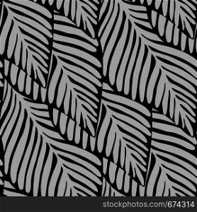 Grey colors Jungle geometric seamless pattern. Exotic plant. Tropical pattern, palm leaves seamless vector floral background.. Grey colors Jungle geometric seamless pattern. Exotic plant.